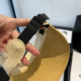 Prada New Fashion Empty Top Straw Hat Versatile Sunshade Hat