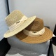 Prada New Fashion Sunshade Straw Hat Versatile Top Hat 57CM