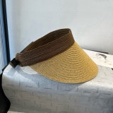 Prada New Fashion Empty Top Straw Hat Versatile Sunshade Hat