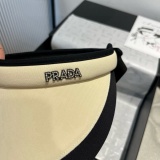 Prada New Fashion Color Contrasting Empty Top Straw Hat Versatile Sunshade Hat 57CM