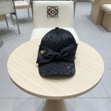 Dior New Bow Duck Tongue Hat Women's Fashion Water Diamond Baseball Hat