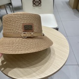 Prada New Fashion Bucket Straw Hat Hollow Top Hat 57 CM