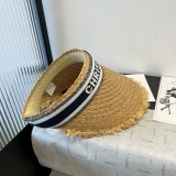 Dior Classic Logo Straw Hair Hoop Sunshade Hat Empty Top Hat