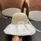 Fendi Women's Summer Sunscreen Fisherman's Hat Bow Hollow Basin Hat
