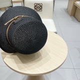 Prada New Fashion Bucket Straw Hat Hollow Top Hat 57 CM