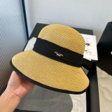 Prada Fashion Bow Sunshade Straw Hat Versatile Small Fresh Top Hat 57 CM