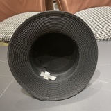 Dior New Fashion Versatile Logo Jacquard Flat Top Straw Hat