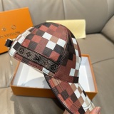 Louis Vuitton Fashion Colorful Checkerboard Baseball Hat Couple Casual Duck Tongue Hat