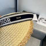 Dior Classic Logo Straw Hair Hoop Sunshade Hat Empty Top Hat