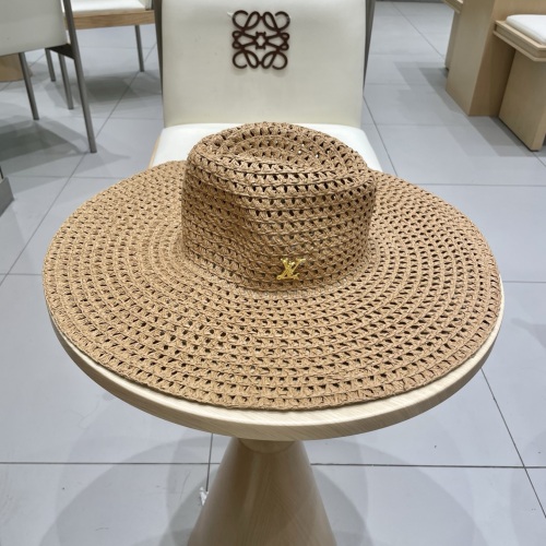 Louis Vuitton New Large Bbrimmed Hollow Grass Hat Sunscreen Beach Sunscreen Top Hat