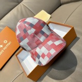 Louis Vuitton Fashion Colorful Checkerboard Baseball Hat Couple Casual Duck Tongue Hat