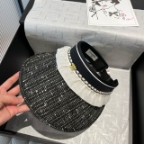 Chanel New Fashion Elegant Empty Top Hat Versatile Hairband Sunshade Hat 57 CM
