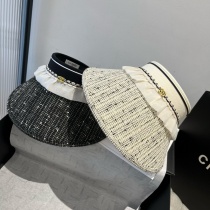 Chanel New Fashion Elegant Empty Top Hat Versatile Hairband Sunshade Hat 57 CM