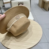 Chanel New Fashion Elegant Flat Top Hat Versatile Sunscreen Straw Hat