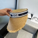 Dior Classic Logo Straw Hair Hoop Sunshade Hat Empty Top Hat