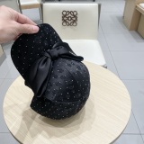 Dior New Bow Duck Tongue Hat Women's Fashion Water Diamond Baseball Hat