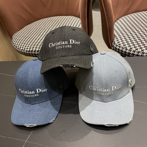 Dior Fashion Embroidered Logo Distressed Baseball Hat Couple's Versatile Duck Tongue Hat
