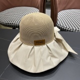 Fendi Women's Summer Sunscreen Fisherman's Hat Bow Hollow Basin Hat