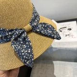 Dior Fashion Sunshade Beach Straw Hat Versatile Small Fresh Sunscreen Hat 57 CM