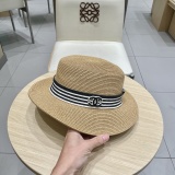Chanel New Fashion Elegant Flat Top Hat Versatile Sunscreen Straw Hat