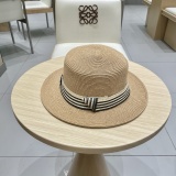 Chanel New Fashion Elegant Flat Top Hat Versatile Sunscreen Straw Hat