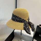 Dior Fashion Sunshade Beach Straw Hat Versatile Small Fresh Sunscreen Hat 57 CM