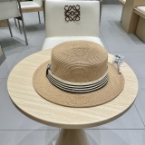 Chanel New Fashion Elegant Flat Top Hat Versatile Sunscreen Straw Hat