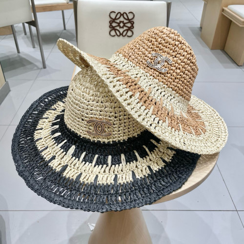 Chanel New Fashion Versatile Straw Hat Sunshade Hat Fisherman's Hat