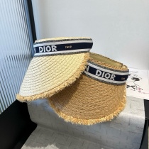 Dior Classic Logo Straw Hair Hoop Sunshade Hat Empty Top Hat Dior Classic Logo Straw Hair Hoop Sunshade Hat Empty Top Hat