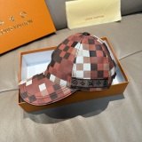 Louis Vuitton Fashion Colorful Checkerboard Baseball Hat Couple Casual Duck Tongue Hat