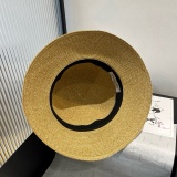 Dior Fashion Sunshade Beach Straw Hat Versatile Small Fresh Sunscreen Hat 57 CM