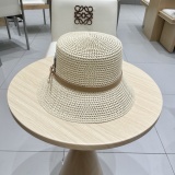 Prada New Fashion Bucket Straw Hat Hollow Top Hat 57 CM