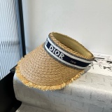 Dior Classic Logo Straw Hair Hoop Sunshade Hat Empty Top Hat