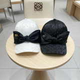 Dior New Bow Duck Tongue Hat Women's Fashion Water Diamond Baseball Hat