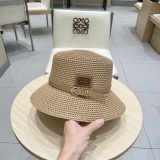 Prada New Fashion Bucket Straw Hat Hollow Top Hat 57 CM