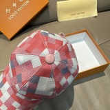 Louis Vuitton Fashion Colorful Checkerboard Baseball Hat Couple Casual Duck Tongue Hat