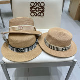 Chanel New Fashion Elegant Flat Top Hat Versatile Sunscreen Straw Hat