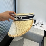 Dior Classic Logo Straw Hair Hoop Sunshade Hat Empty Top Hat