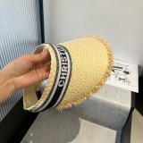 Dior Classic Logo Straw Hair Hoop Sunshade Hat Empty Top Hat