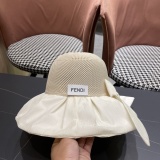 Fendi Women's Summer Sunscreen Fisherman's Hat Bow Hollow Basin Hat