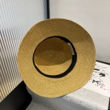 Dior Fashion Sunshade Beach Straw Hat Versatile Small Fresh Sunscreen Hat 57 CM