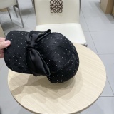 Dior New Bow Duck Tongue Hat Women's Fashion Water Diamond Baseball Hat