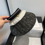 Chanel New Fashion Elegant Empty Top Hat Versatile Hairband Sunshade Hat 57 CM