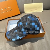 Louis Vuitton Fashion Colorful Checkerboard Baseball Hat Couple Casual Duck Tongue Hat
