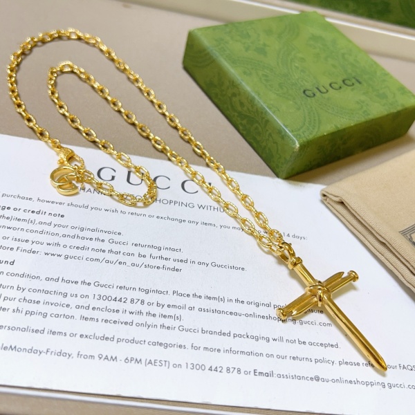Gucci New Couple Fashion Double G Cross Necklace