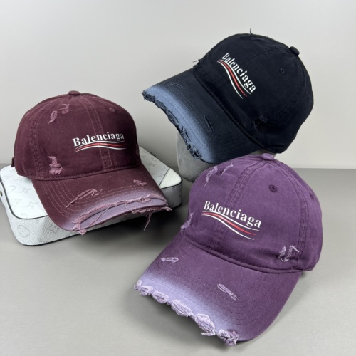 Balenciaga High Street Gradient Logo Printed Distressed Baseball Hat