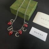 Gucci New Fashion 3D Strawberry Logo Necklace