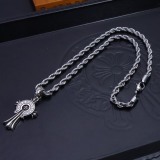 Chrome Hearts New Vintage Punk Horseshoe Cross Fried Dough Twists Necklace