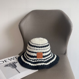 Dior New Fashion Color Blocked Woven Fisherman's Hat Versatile Sunshade Hat
