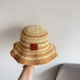 Dior New Fashion Color Blocked Woven Fisherman's Hat Versatile Sunshade Hat